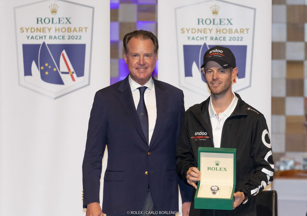 Benoit Falletti (Rolex Australia) and John Winning Jr (Skipper of Andoo Comanche).