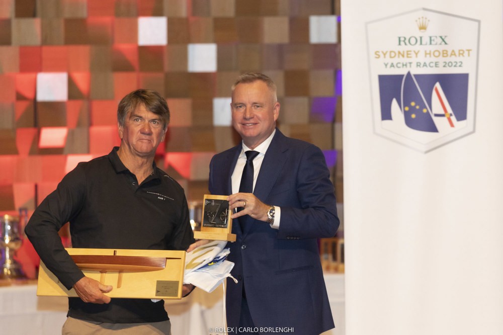 Sean Langman (owner/skipper, Moneypenny) and Jeremy Rockliff (Premier of Tasmania).