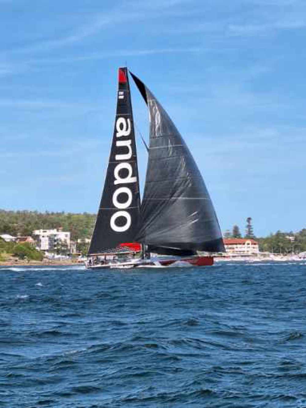 Andoo Comanche finishing the 2023 Bird Island Race