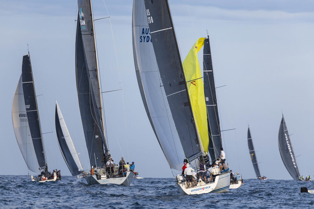 Cabbage Tree Island Race 2023 - Amazingrace pursuing Ocean Crusader J-Bird and the rest of the fleet at sea ahead