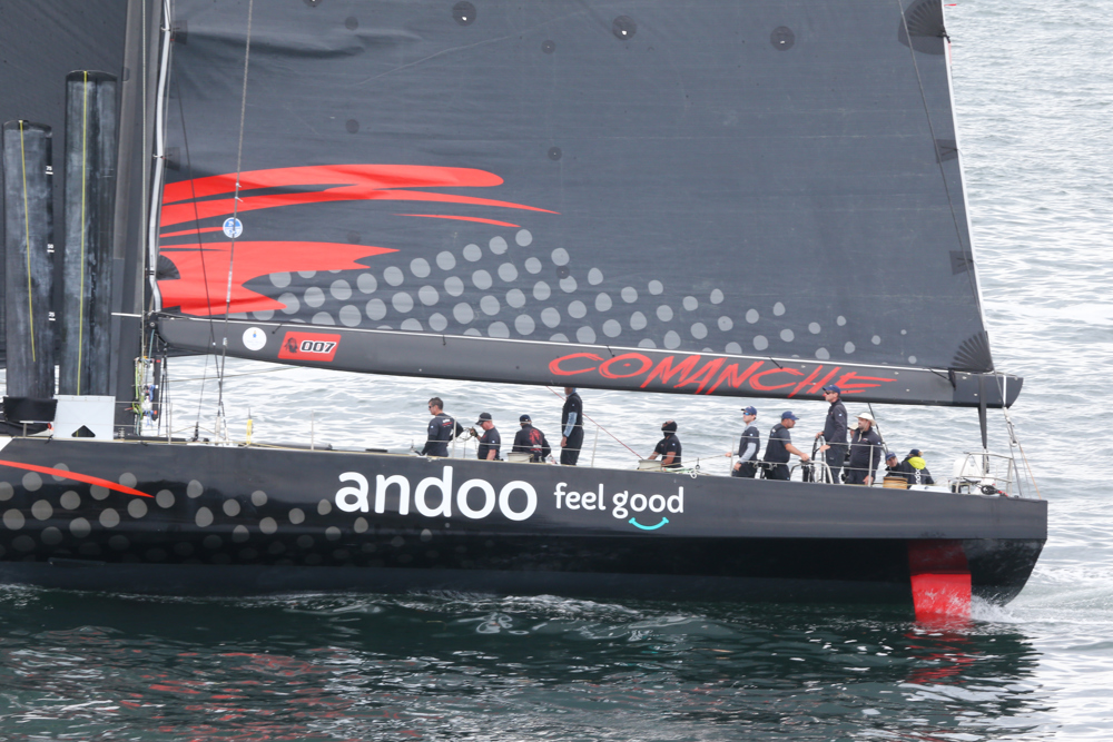 Cabbage Tree Island Race 2023 - Andoo Comanche heading to the finish in Sydney Harbour