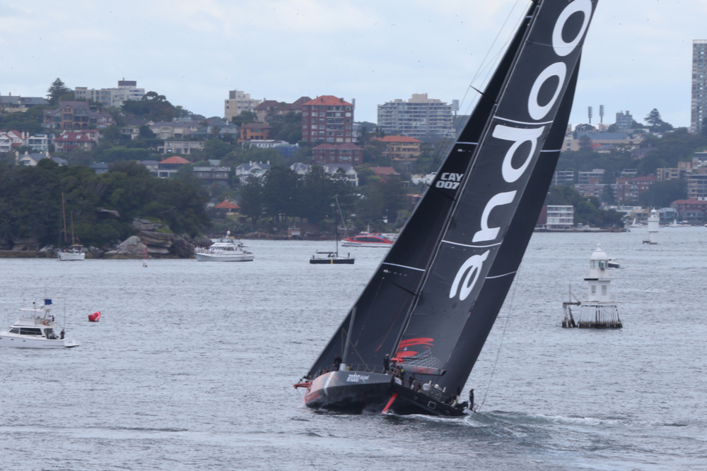 Cabbage Tree Island Race 2023 - Andoo Comanche heading to the finish in Sydney Harbour