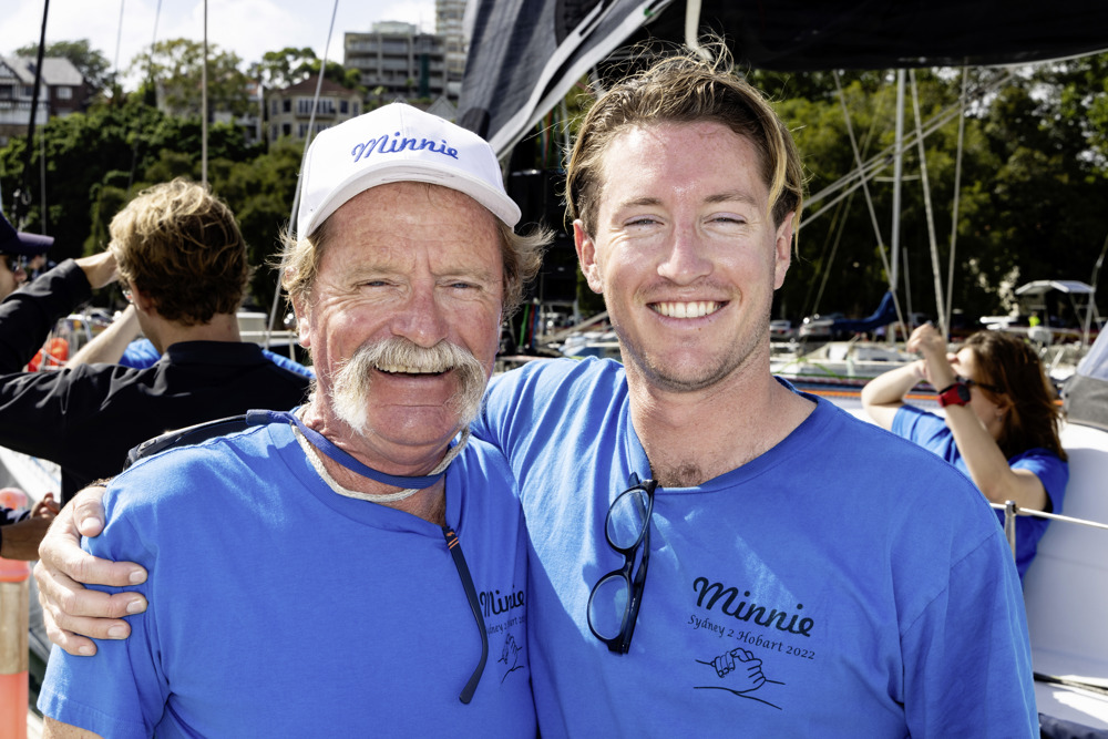 From left to right: Michael and Oli Bell  onboard Minnie at Cruising Yacht Club of Australia