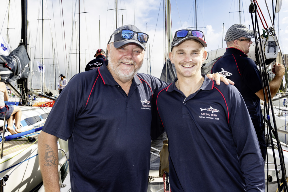 From left to right: Tim and Hugh Dodds onboard Mako at Cruising Yacht Club of Australia