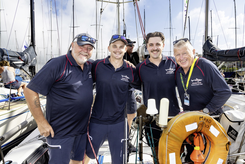 From left to right: Tim and Hugh Dodds, Greg and Marcus Busch onboard Mako at Cruising Yacht Club of Australia