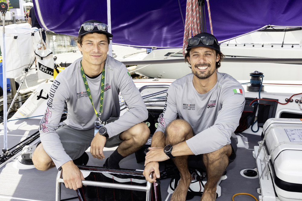 From left to right: Frederico and Lorenzo Riches onboard Georgia Express at Cruising Yacht Club of Australia
