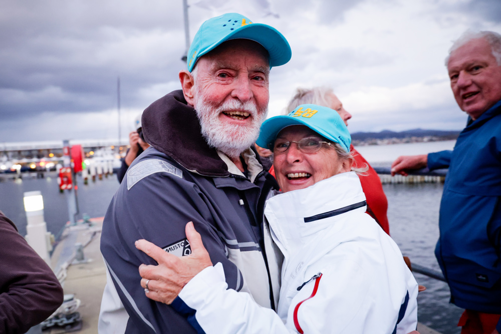 Lindsay May celebrating his achievement of 50 consecutive Hobarts on Antipodes