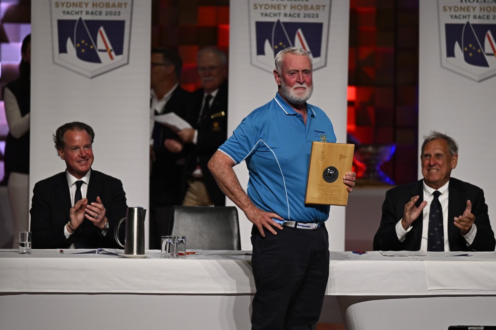 Lindsay May with his '50 Race' medallion in his case for a record 50 consecutive races.