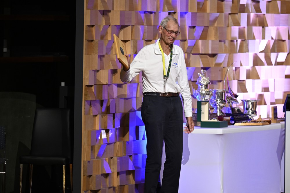 Bruce Gould with his '50 race' medallion.