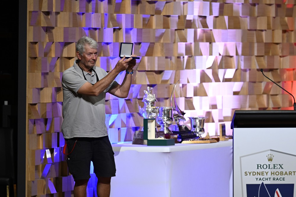 Kingsley Piesse with his '40 Race' medallion.  He completed his 40th race on Chutzpah.