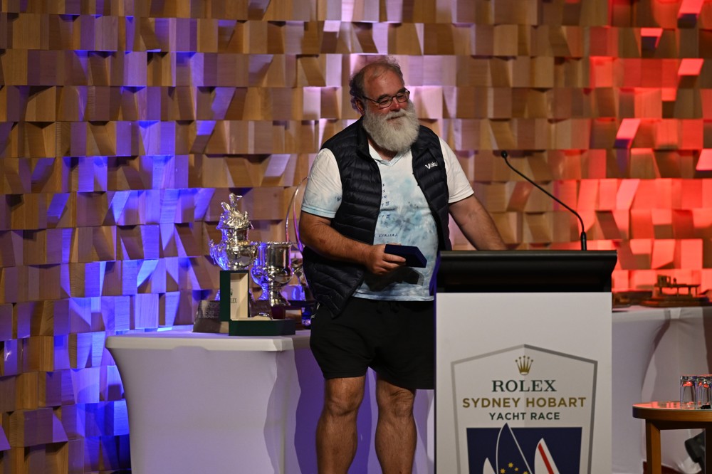 Brett Smith with his '25 Year' medallion.  He achieved the mark in 2022 on Secret Mens Business and 2023 was his 26th race.