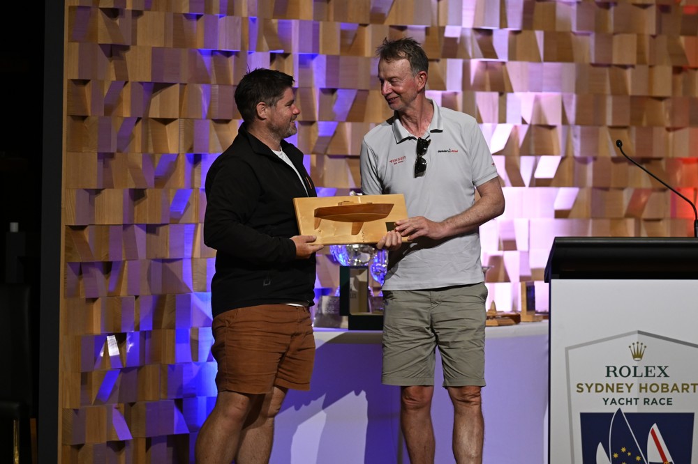 Niksen, 1st yacht under 9.5m LOA to cross the finish line (Plum Crazy Trophy) - ptresented to co-skippers Marc Michel and Logan Fraser.