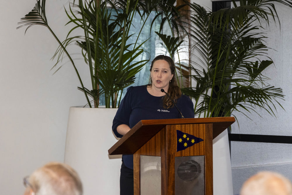 Noakes Sydney Gold Coast Yacht Race 2024 - Gabrielle Woodhouse from the Bureau of Meteorology presenting the weather briefing.