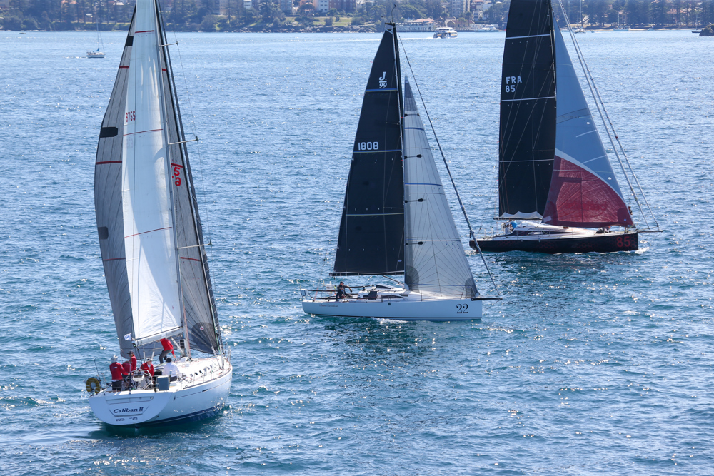 2024 Flinders Islet Race start - GWM Pennant Hills (foreground), Rum Rebellion and Le Tiroflan.   Image: David Hislop