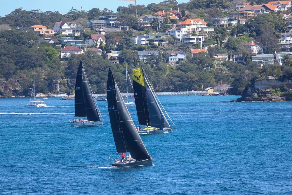 2024 Flinders Islet Race start - Cinquante (closest to camera, Voltstar Yeah Baby and XS Moment.   Image: David Hislop
