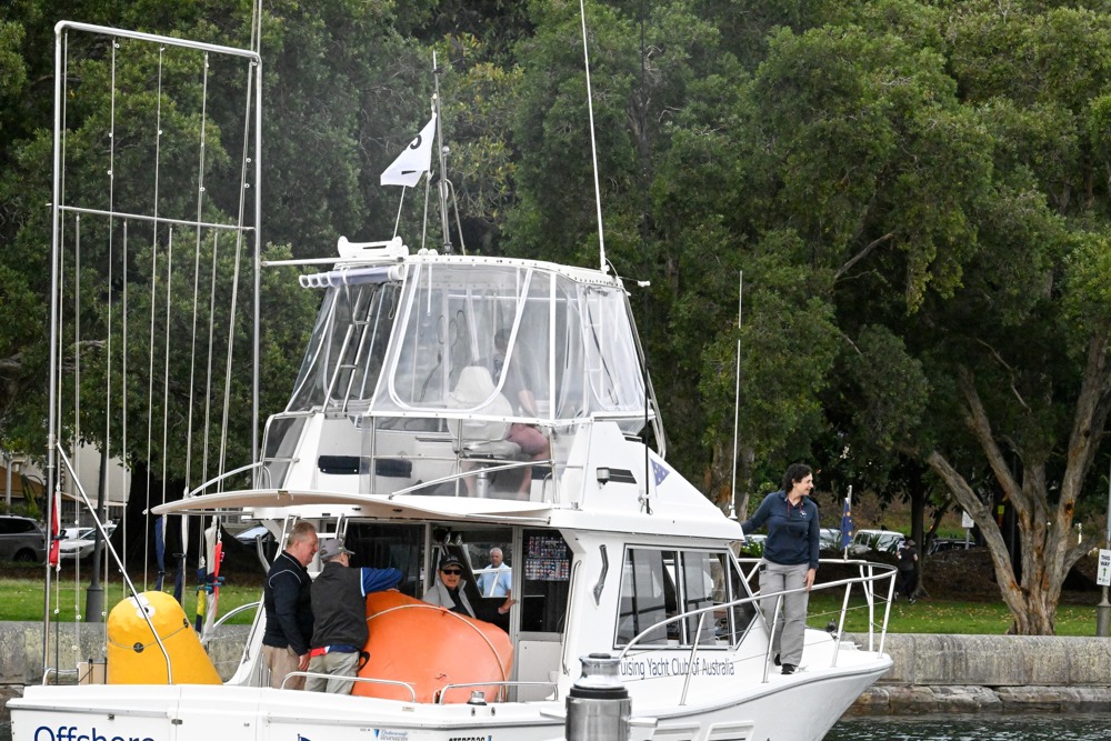 CYCA's start boat heading out to the start.   Image: CYCA | David Hislop