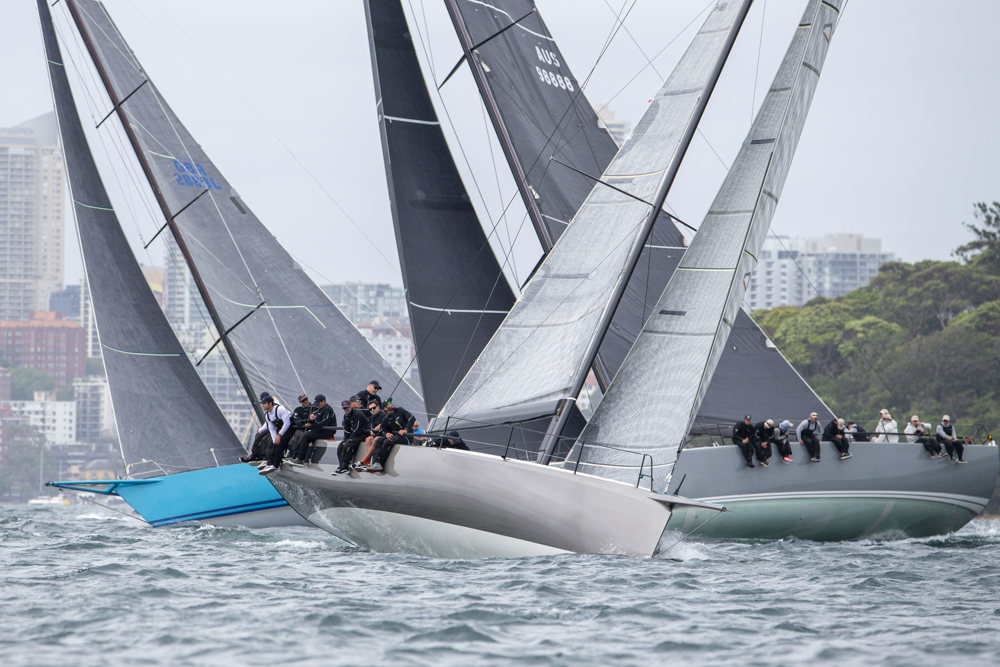 Audi Centre Sydney | 2024 Bird Island Race start - Caro leading No Limit and Antipodes.   Image: CYCA | Ashley Dart