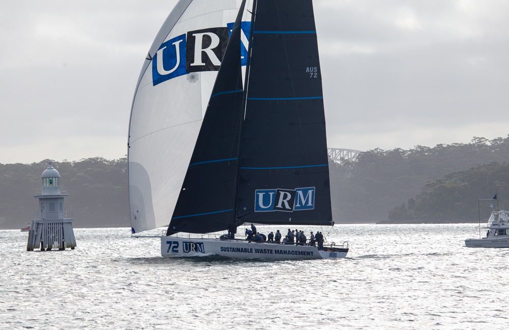 URM Group crossing the line to take Line Honours.  Image: CYCA | David Hislop