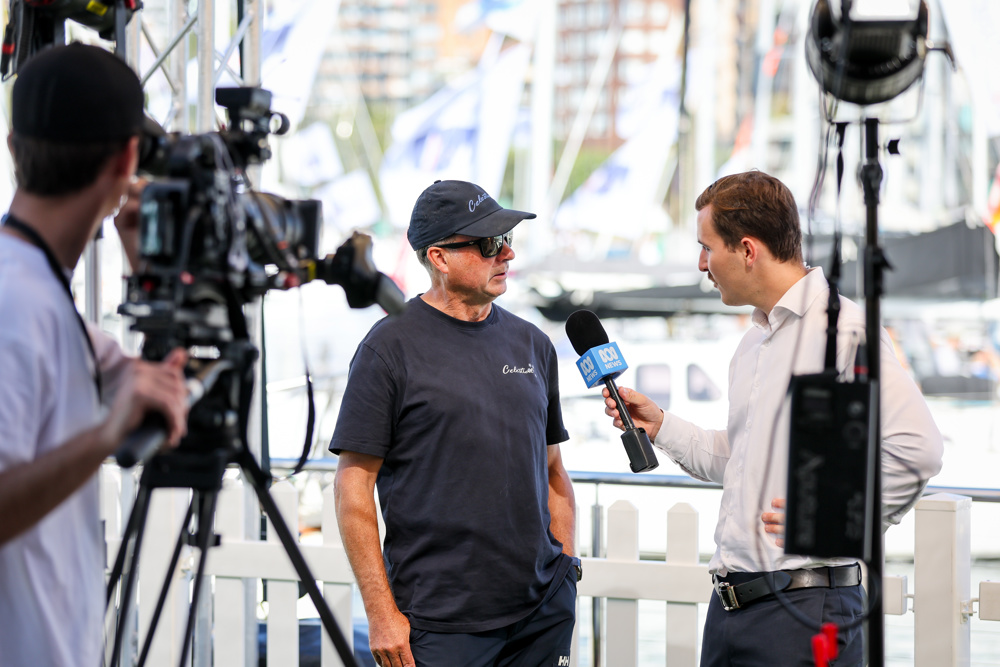 CYCA Commodore Sam Haynes being interviewed.   Image: CYCA | Salty Dingo