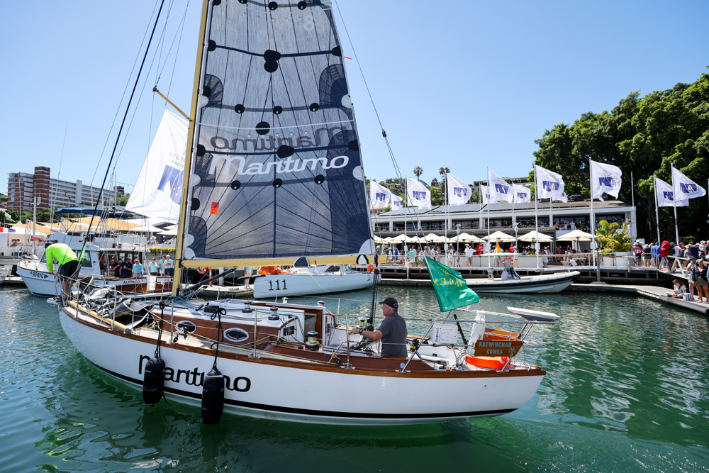 RSHYR 2024 dockside ambience - Maritimo Katwinchar leaving the dock.   Image: CYCA | Salty Dingo