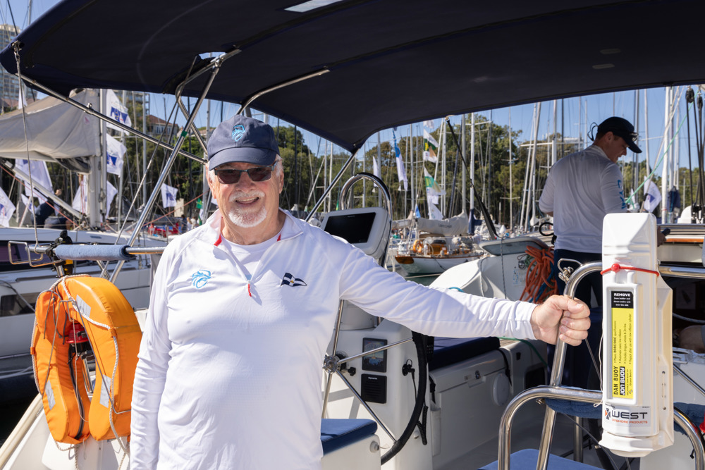 Dockside ambiance at Cruising Yacht Club of Australia - Wayne Arnold Seaward, skipper of Cyan Moon.