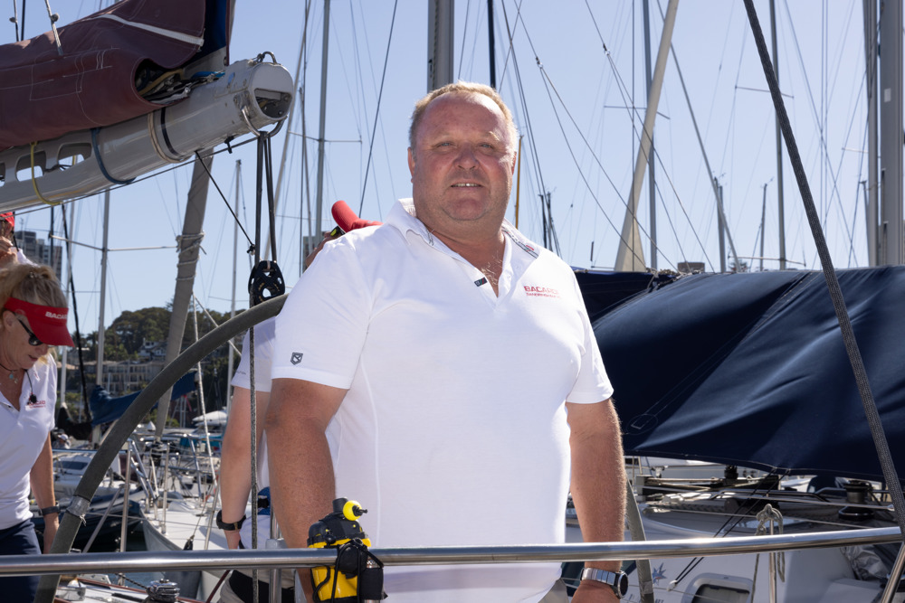 Dockside ambiance at Cruising Yacht Club of Australia - Brett Averey, skipper of Bacardi.
