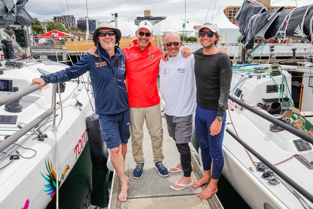 The skippers of Double Handed boats Jupiter and Toucan on the dock.     Image: CYCA | Salty Dingo