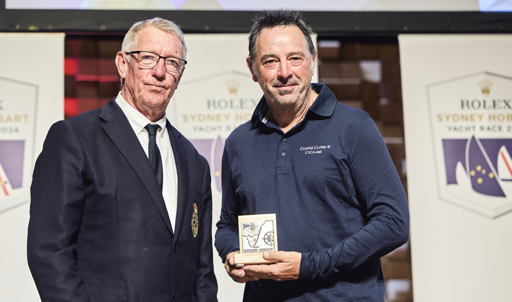 Crystal Cutter III, 3rd PHS Division 2 - presented by RYCT Commodore Stephen McCullum to skipper Charles Parry-Ogden.     