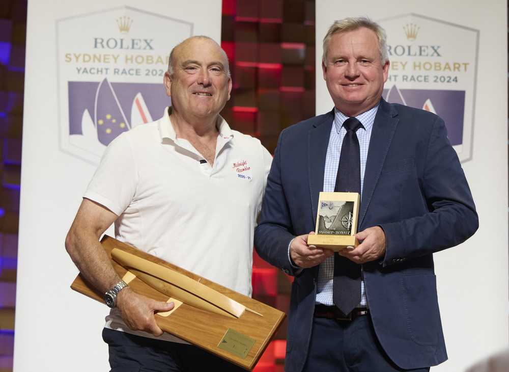 Midnight Rambler, 2nd IRC Division 4, 1st Tasmanian Yacht IRC (Tasports Trophy) - presented by The Honourable Jeremy Rockliff, Premier of Tasmania to owner Ed Psaltis.   