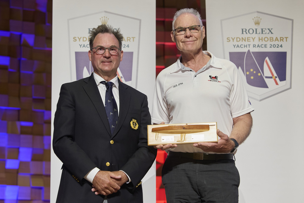 Porco Rosso, Seamanship Award (Rani Trophy) - presented by CYCA Commodore Haynes to owner Paul McCartney.    