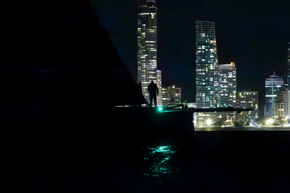 The foredeck team on Wild Thing 100 as the boat finishes the 2025 Noakes Sydney Gold Coast.  