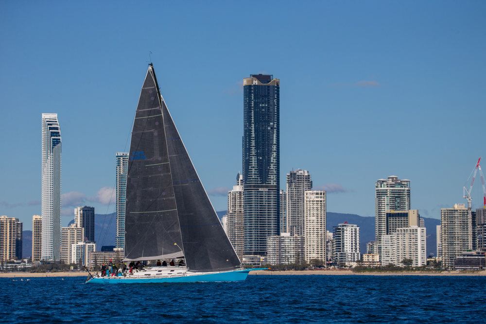 Antipodes approaching the finish off Main Beach, Gold Coast.    