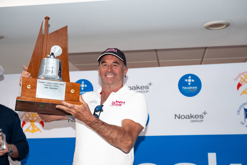 Line Honours - Grant Wharington, skipper Wild Thing 100.    Image: CYCA | Ashley Dart