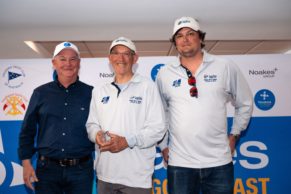 Ian Smith and John Cross of Jupiter, 3rd in PHS Corinthian.    Image: CYCA | Ashley Dart