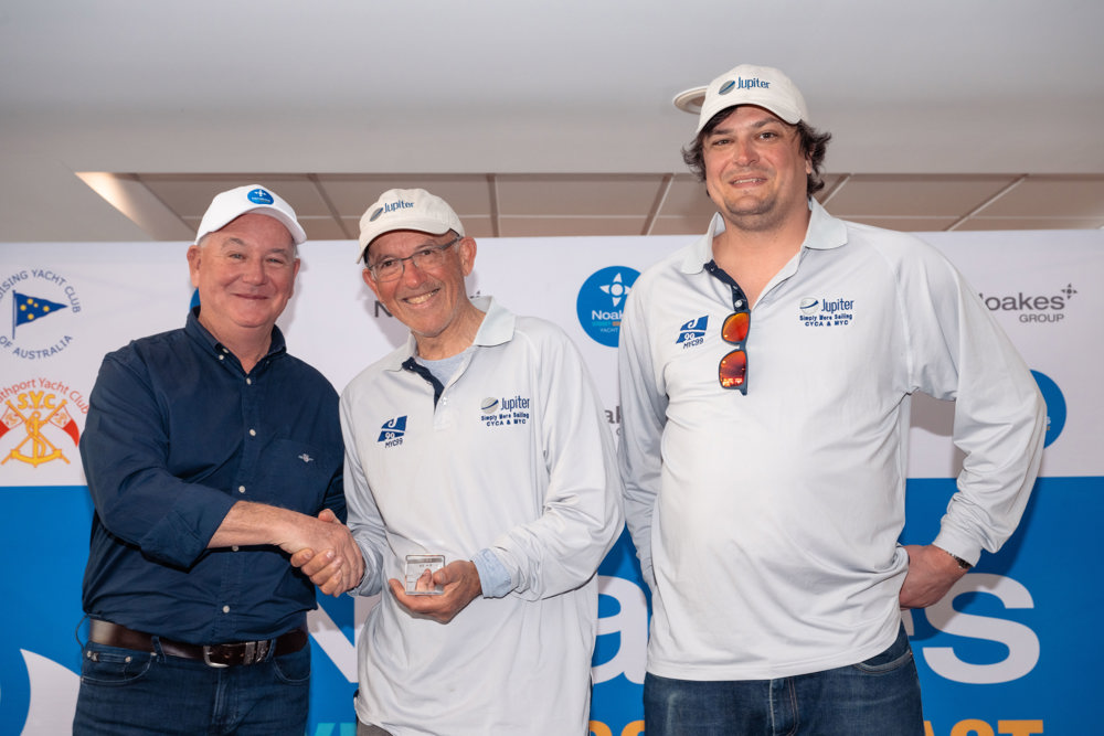 Ian Smith and John Cross of Jupiter, 3rd in IRC Corinthian.    Image: CYCA | Ashley Dart