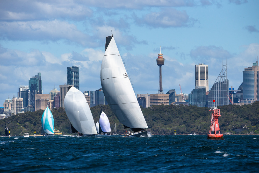 No Limit leading Smuggler down Sydney Harbour.   Image: CYCA | Ashley Dart