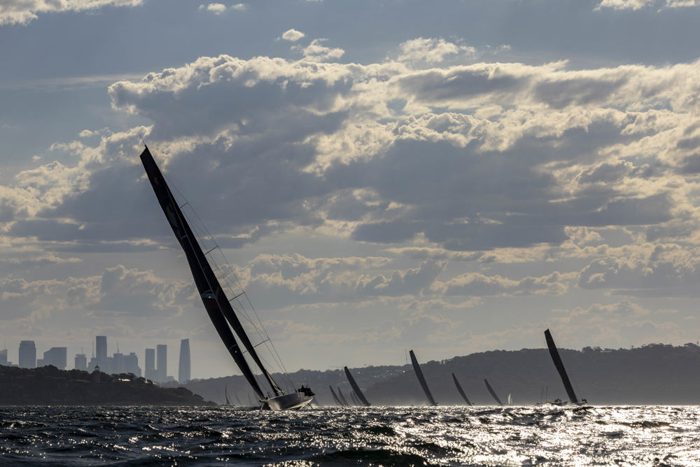 Cabbage Tree Island 2025 - SHK Scallywag exiting Sydney Harbour.    Image: CYCA/Andrea Francolini