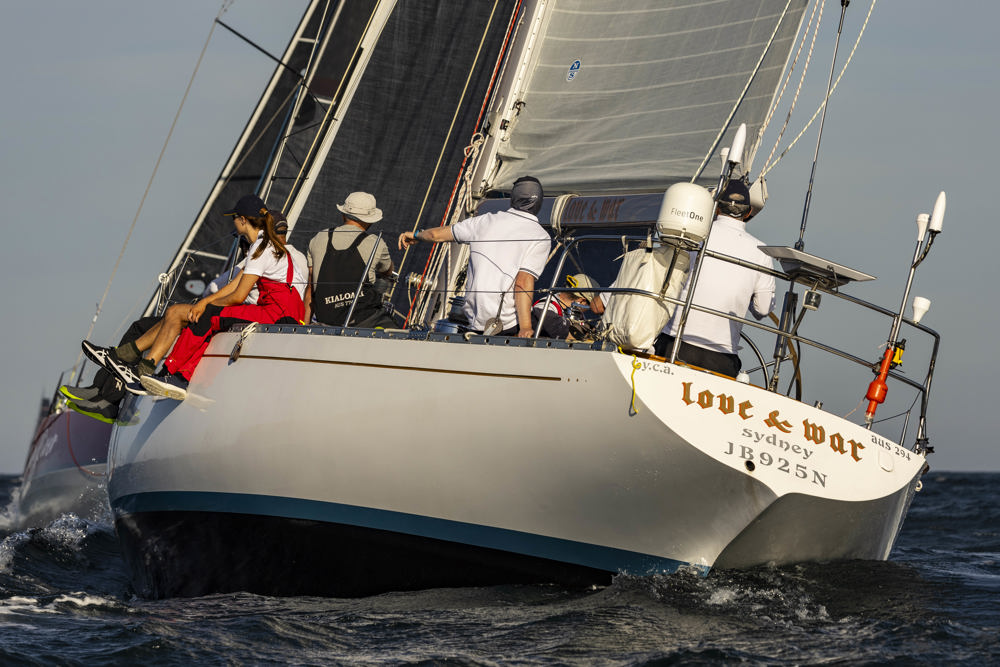 Cabbage Tree Island 2025 - 3 time Sydney Hobart champion Love & War.    Image: CYCA/Andrea Francolini