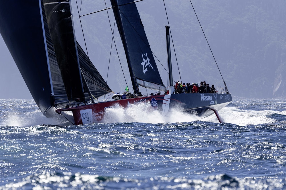 MASTER LOCK COMANCHE rounding Tasman island, Sail No: CAY007, Owner: Matt Allen/James Mayo - Charterers, Skipper: Matt Allen/James Mayo, Club: CYCA/RPEYC, NSW, Design: VPLP Verdier 100, LOA (m): 30.5, Year: 2014