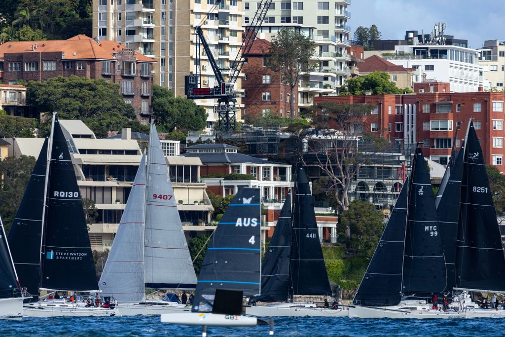 Boats lining up for the start of Tollgate Islands Race 2026.        Photo: CYCA | Ashley Dart