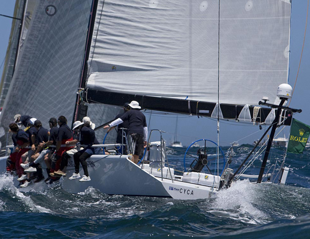 Syd Fischer and his crew on the way to Hobart