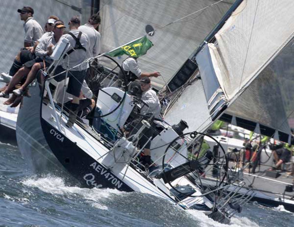 Bob Steel's Quest in action during the start of the 64th Rolex Sydney Hobart Yacht Race