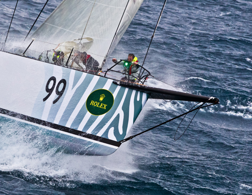 Hard work on teh bow of Investec Loyal heading into some steep seas
