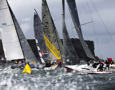 Some of the mid-fleet boats at the turning mark in Sydney Harbour