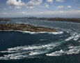 Aerial view of the start of the 68th Rolex Sydney Hobart Yacht Race