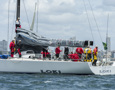 The crew of Loki at the starting line of the 2012 Rolex Sydney to Hobart. The fleet leaves Sydney Harbour on boxing day 2012 (26.12.12).