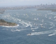 Rolex Sydney Hobart fleet spread out down the Harbour