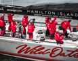 Wild Oats XI crew celebrates their line honours win and new race record