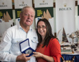 Jim Holley, Aurora, collects his 25 Hobart medallion from the Hon. Michelle O'Byrne