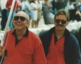 97 (9797) crewmembers David Ellis & Jack Goluzd celebrate Line Honours 1993 SHYR - Peter Campbell CYCA Archive